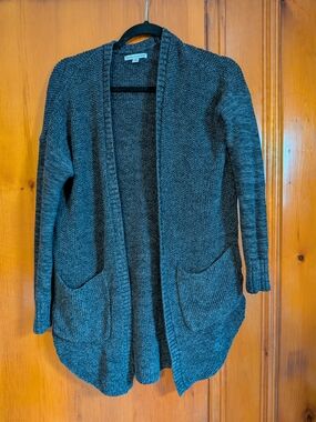 American Eagle Outfitters Dark Gray Open-Front Knit Cardigan